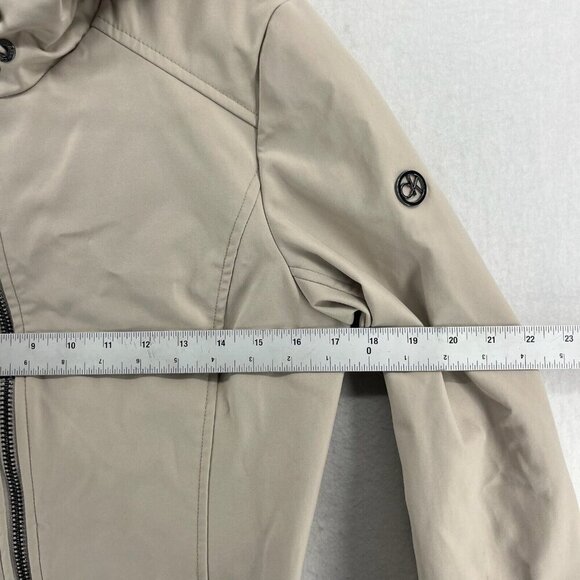 Calvin Klein Parka Jacket Women's S Beige Full Zip Faux Fur Lined Hooded Pocket - Picture 3 of 14